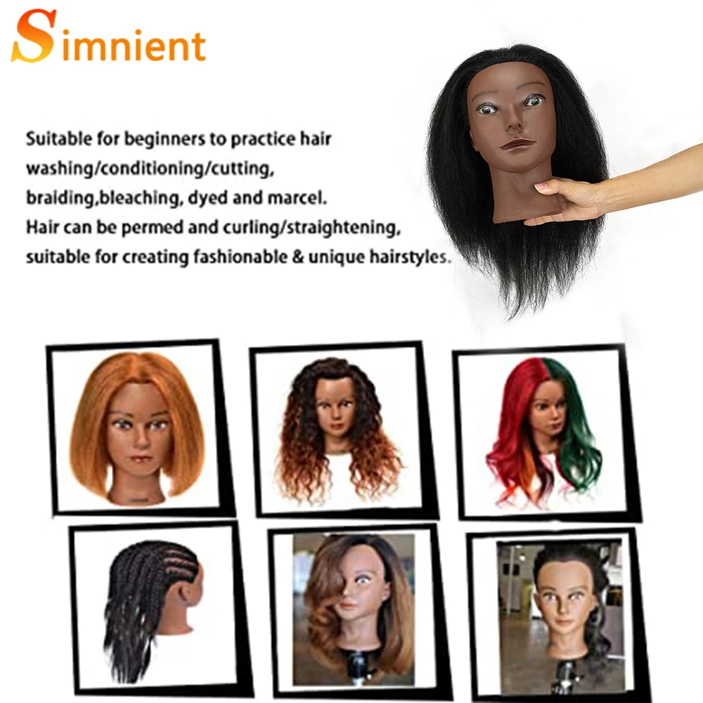 16inch Mannequin Head With Human Hair For Braiding 100%Real Hair Training Head Cosmetology With Hair Doll head For Hair Styling