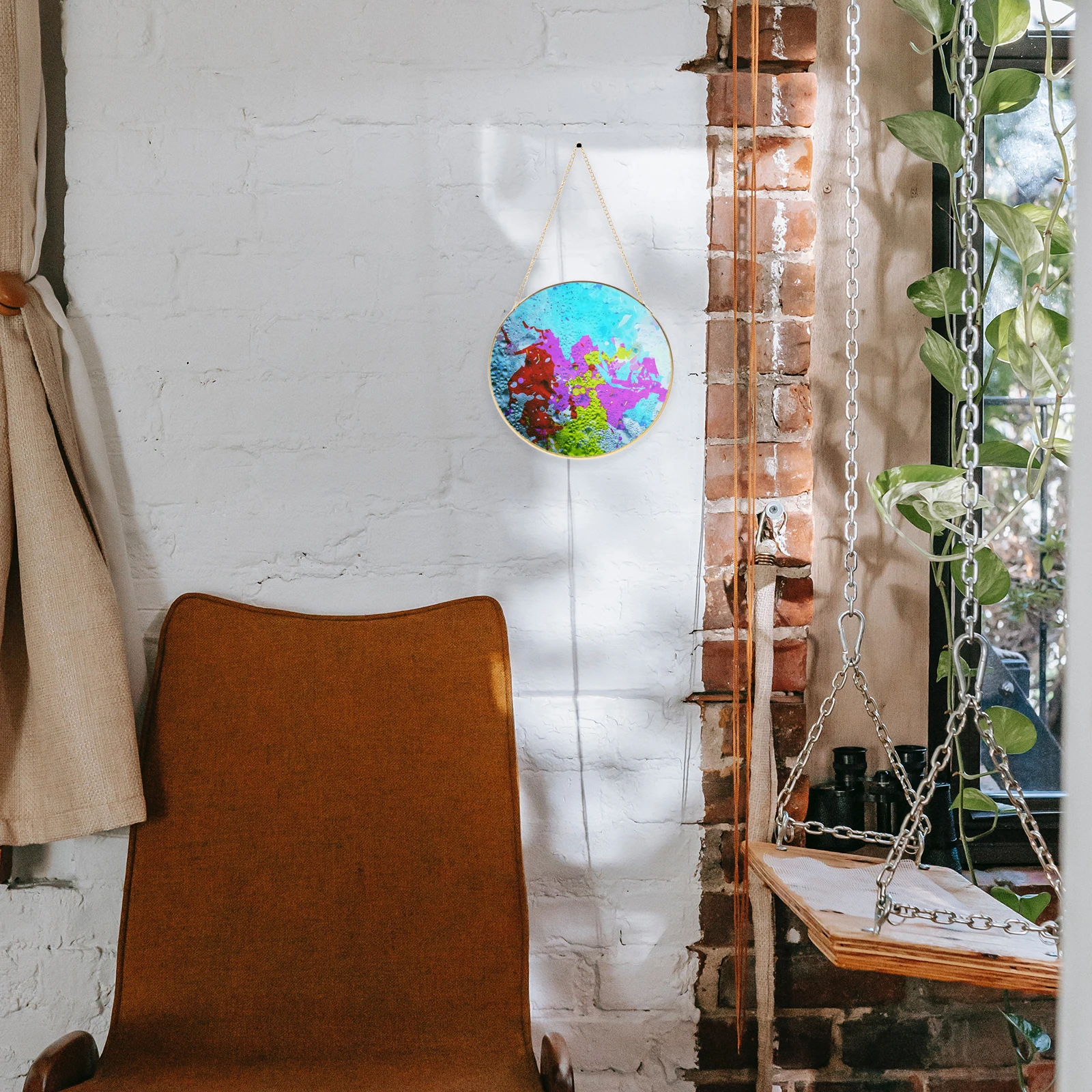 

Round Unfinished Glass Suncatcher Hanging Chain DIY Painting Pendant Window Wall Decoration Kit Handmade Artistic Craft