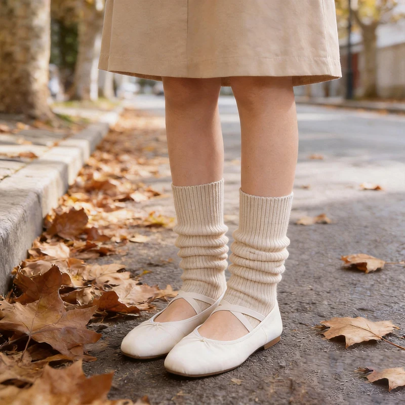 54cm Cashmere Simple Ballet Style Sock 2026 Solid Color Mid-calf Calf Socks Sun Protection Stepping on Feet JK Stockings