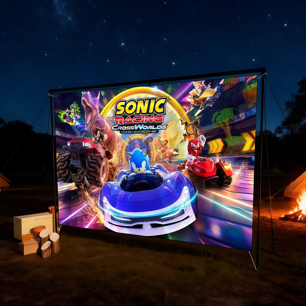 Flagge für Zimmer, Heim, Camping, Picknick, Kunststil, Garage, Bar, Rennsport-Wanddekoration, Sonic Cross Banner