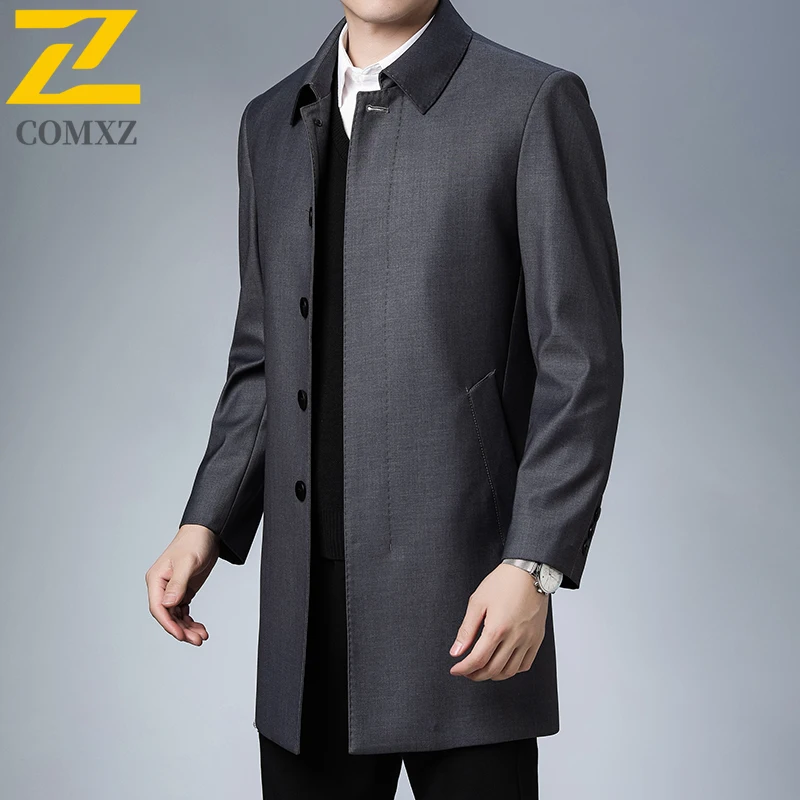 Plus Size Premium TrenchCoat Men 2025 Autumn Classic Long Business Casual Outerwear Light Luxury Lapel Breathable Jackets