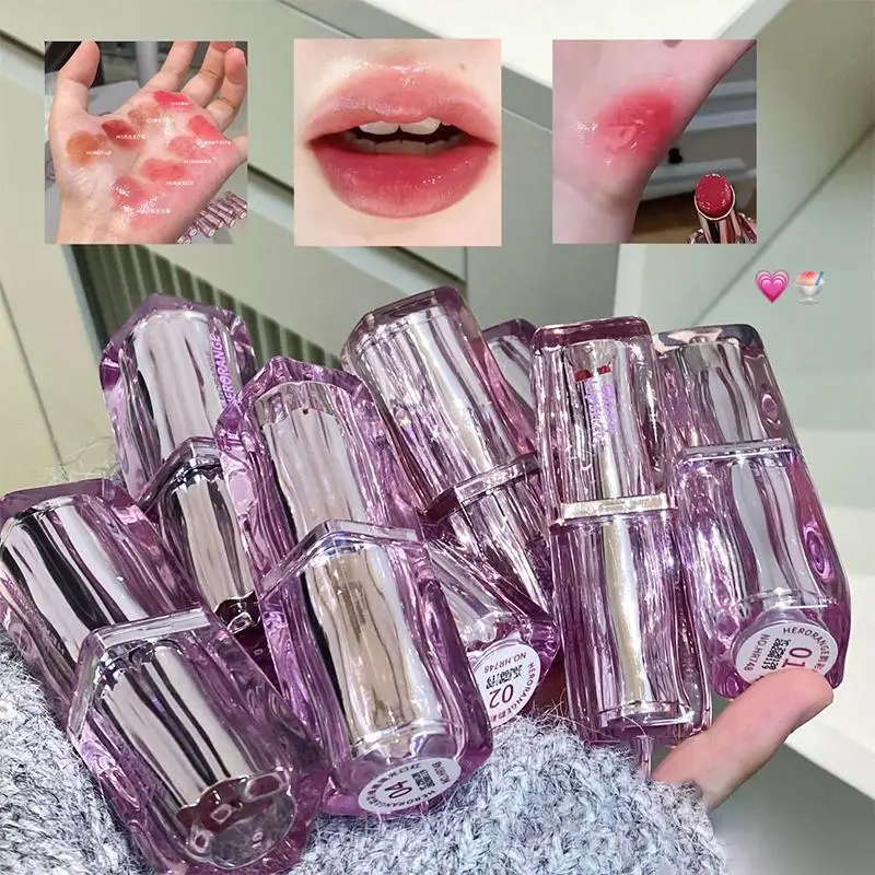 HERORANGE Mirror Nude Jelly Lipstick - Low Saturation Water Light Solid Lip Gloss Moisturizing Lip Tint for Natural Lips Makeup