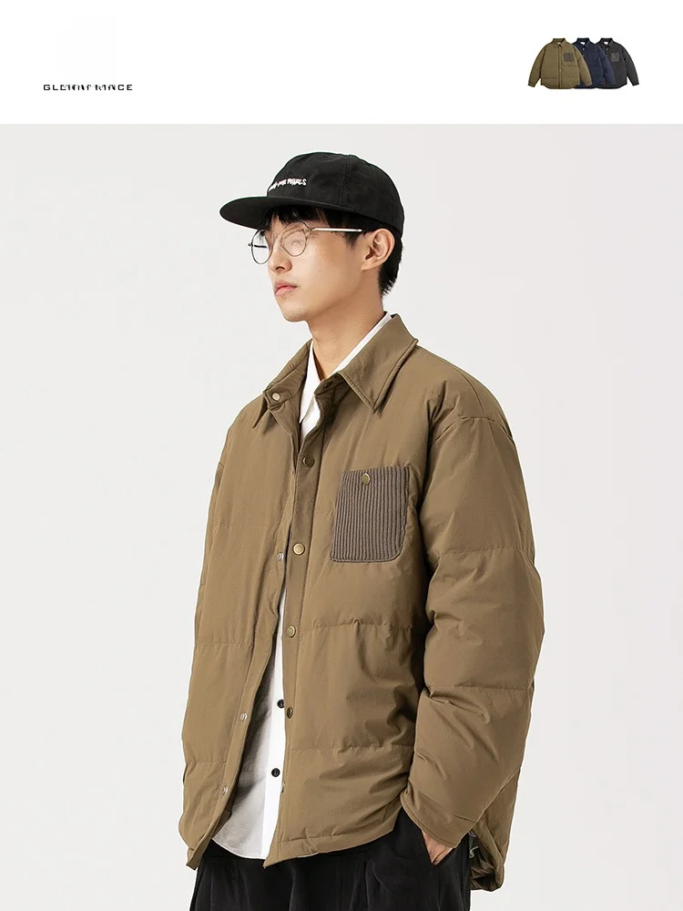 

Ретро-японская мужская пуховая куртка GPstudio 90 White Du down irt, рабочая одежда, верхняя одежда, осень-зима, водонепроницаемая, теплая