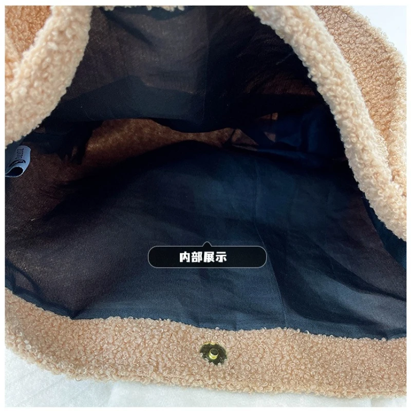 Модная сумка на плечо из искусственной овчины, большая вместимость, однотонная, Toto, мягкая, зимняя