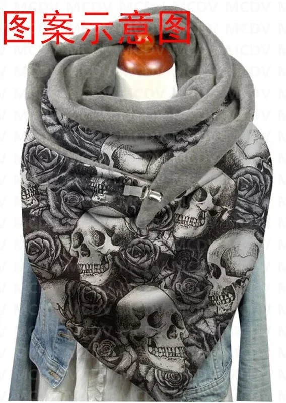 MCDV-Foulard et Châle Décontractés pour Femme, Imprimé Tête de Mort et Fleur en 3D, Automne et Hiver, Livraison Directe