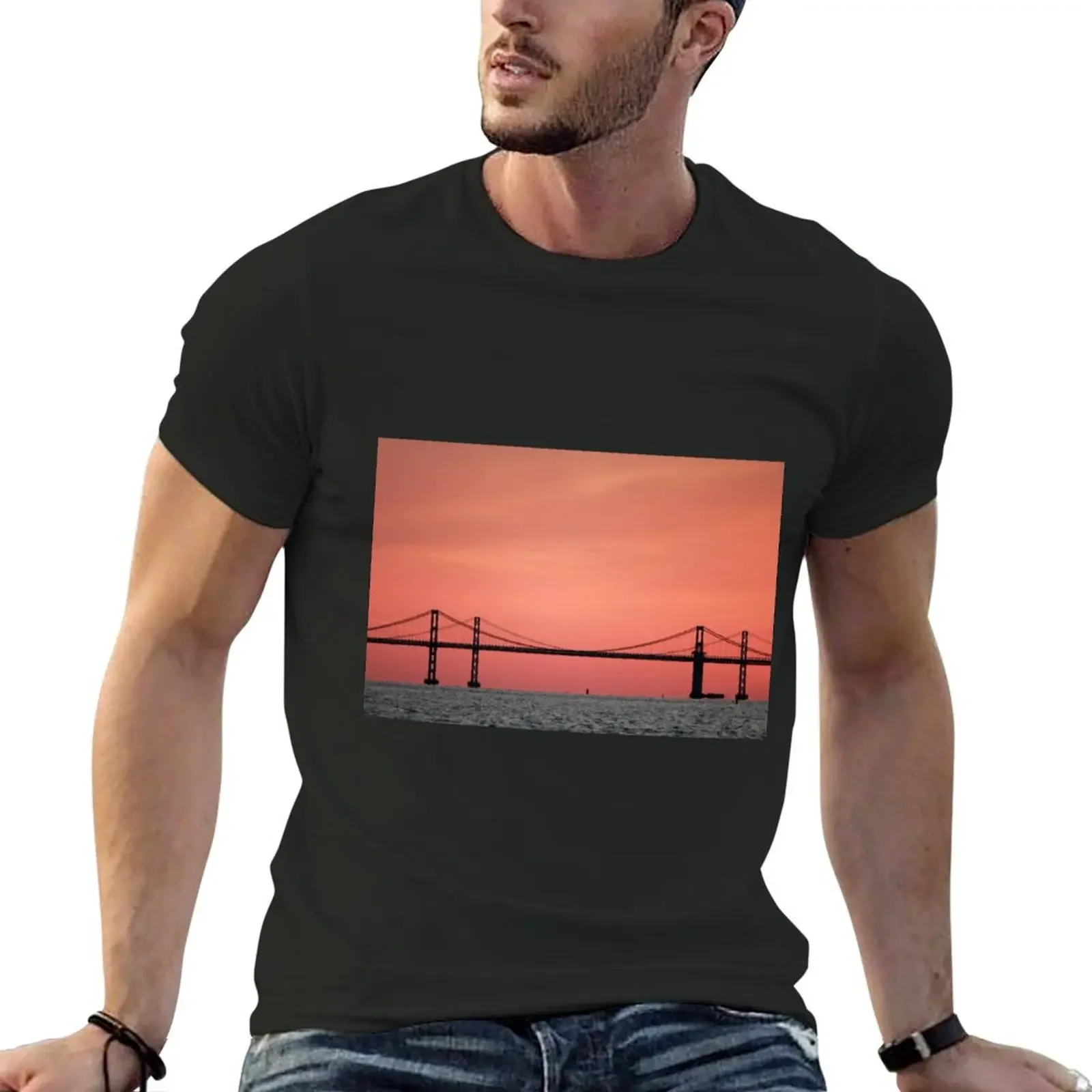 

Chesapeake Bay Bridge T-Shirt custom shirt blue archive cotton graphic tees graphic t shirt vintage fitted t shirts for men