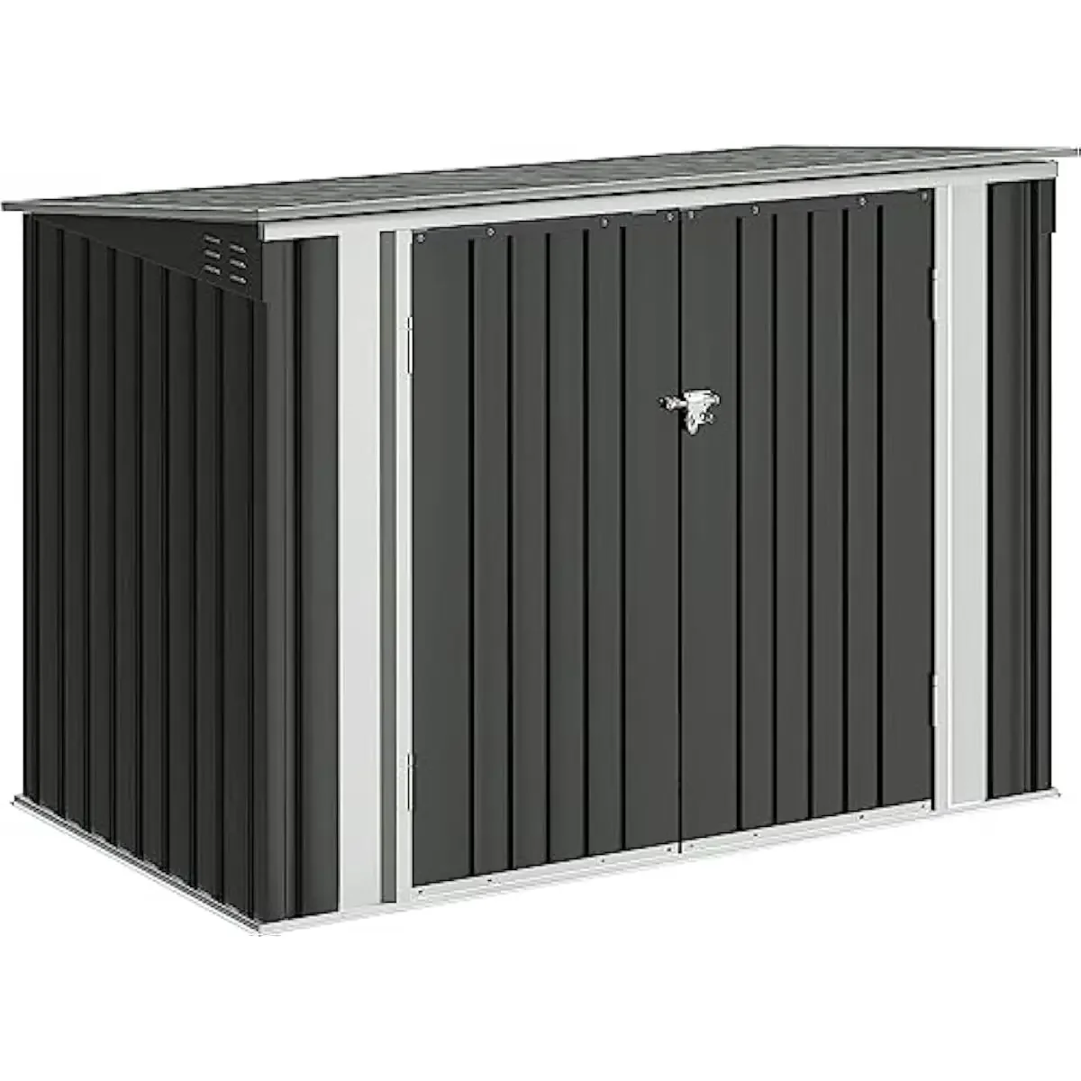 Outdoor Steel Storage Unit 69.3 x 39.4 x 52.4 Inches with Galvanized Corrosion-Resistant Frame Slow-Close Hydraulic Lid Dual Cha
