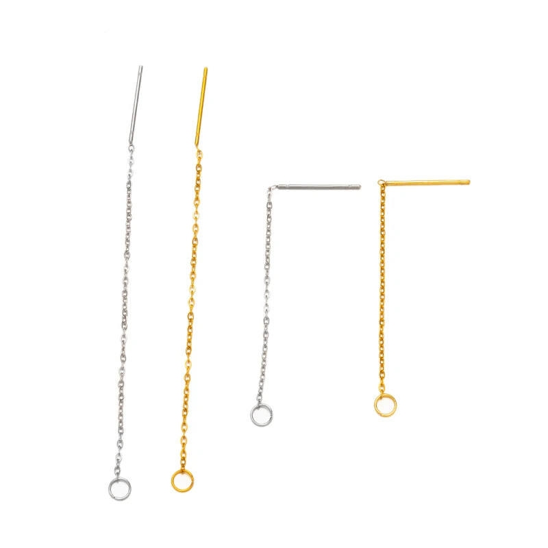 10 teile/los Edelstahl Gold Quaste Einfädler Tropfen Baumeln Ohrringe Lange Kette für DIY Earwire Schmuck Zeug Liefert Handwerk