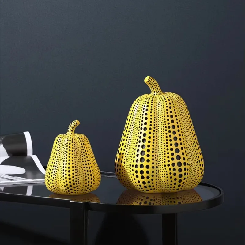 Estatuas de pájaros de calabaza, búho, animales, puntos amarillos, adorno, escultura para el hogar y la habitación, bonita cosec