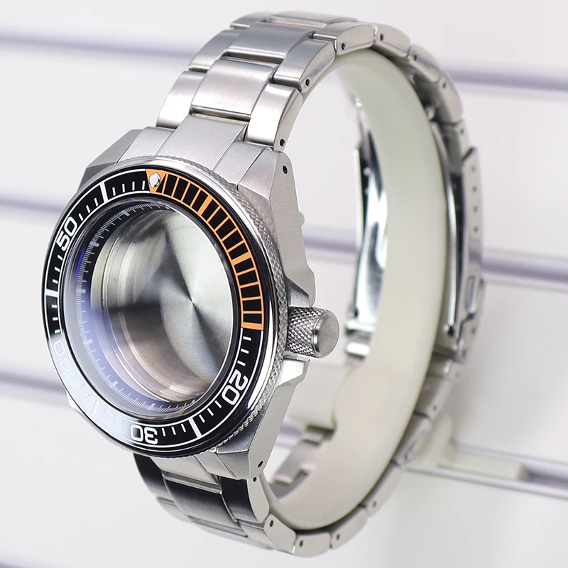 43,8-mm-Uhrengehäuse, Edelstahlarmband, Saphirglas, passend für Seiko NH35 NH36 NH38 NH34 NH70 Uhrwerk, modifizierte Samurai-Taucherteile. – Detail 13