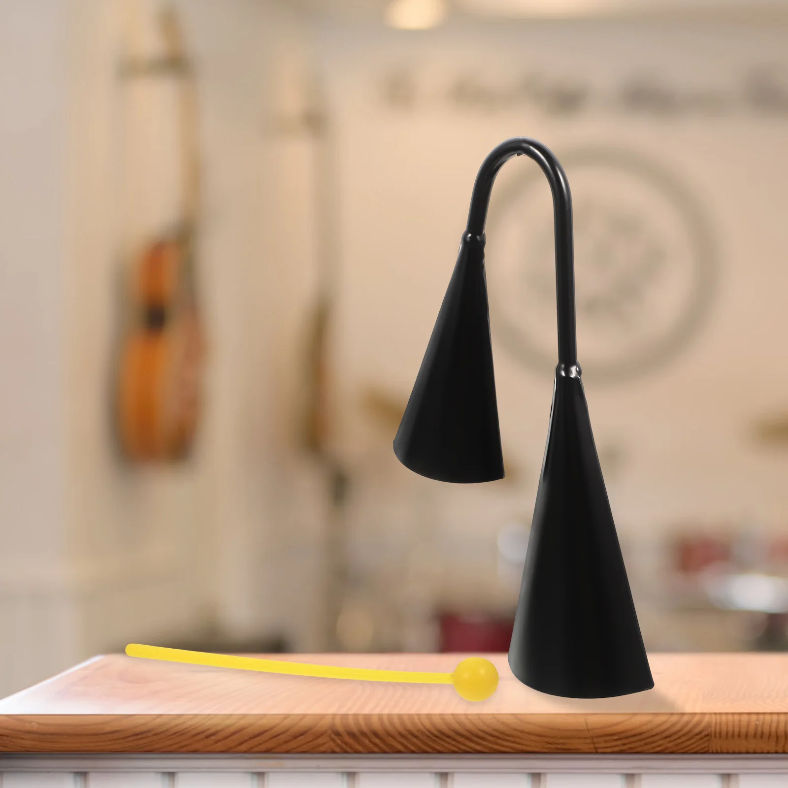 

Metal Double Cowbells Small Size Durable Calling Bell for Classroom Doorbell Cheers Wood Hammer Musical Instrument Outdoor Use