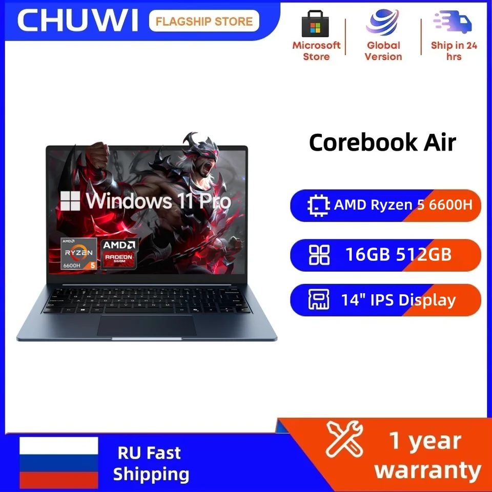 CHUWI Corebook Air Ultra-thin Laptop AMD Ryzen 5 6600H 6 Cores 14