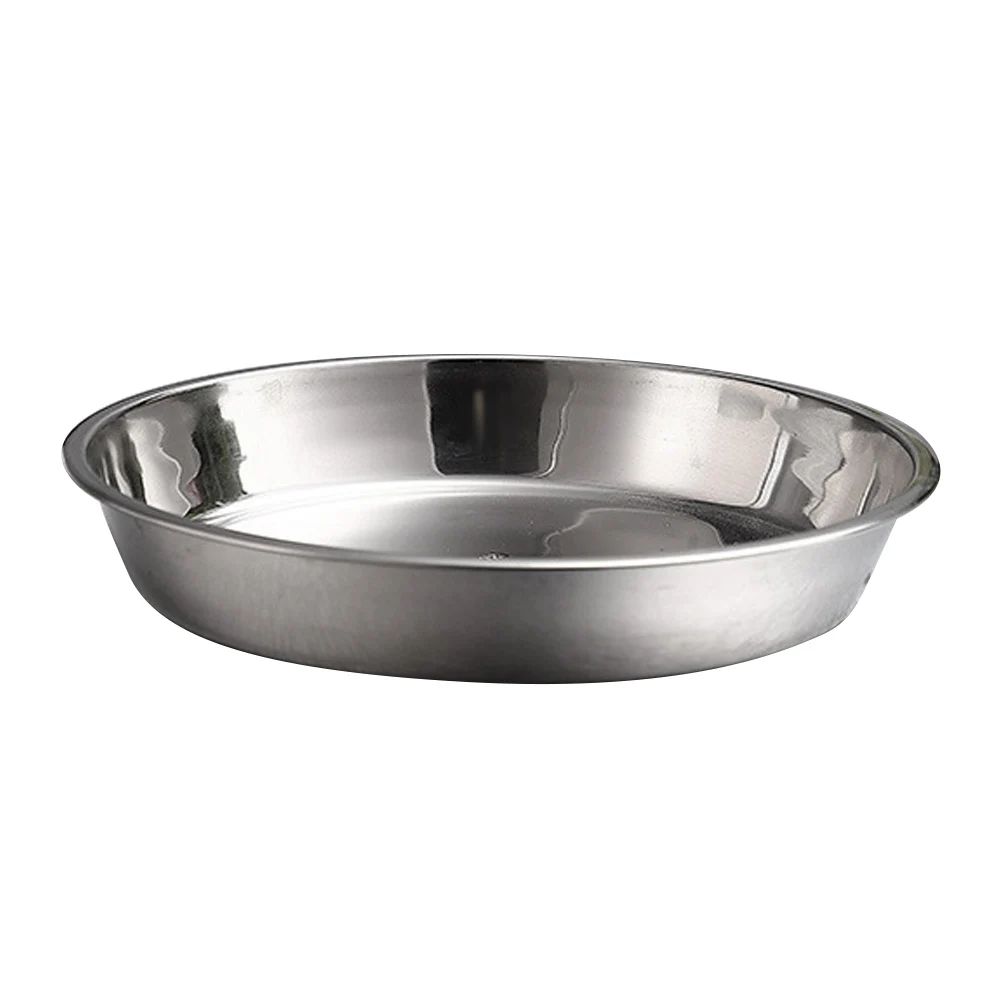 

Round Stainless Steel Plate Lightweight Home Outdoor Camping Kitchen Fruit Vegetable Egg Ham Bread Salad