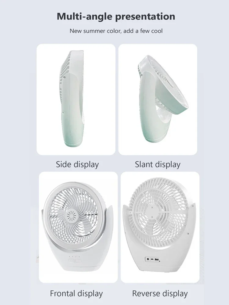 Lámpara de ventilador LED para acampar, ventilador de escritorio recargable, portátil, inalámbrico, luz de techo, uso multiescenario con ganchos