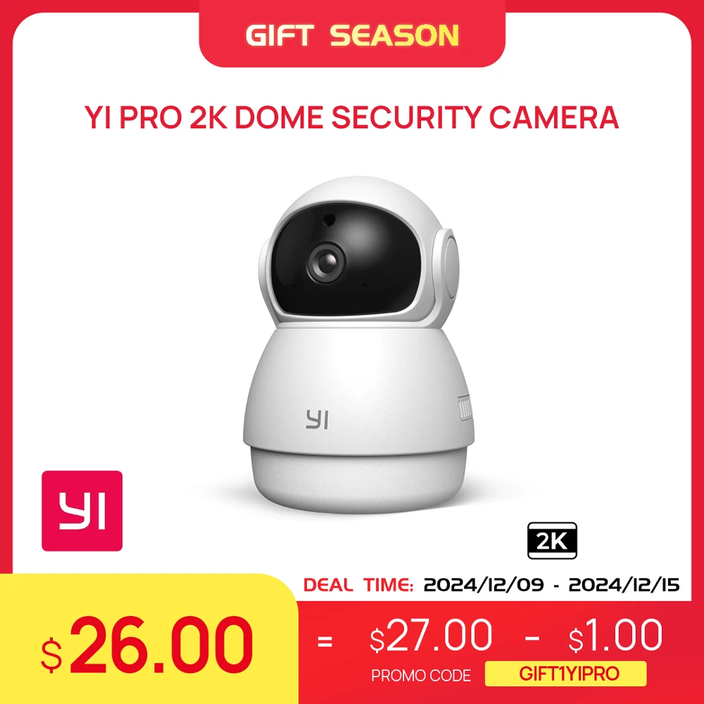 YI Kamera 2K Dome Wifi Überwachungskamera Schwenk- und Neigefunktion IP CCTV Smart Home Baby Pet Monitor Sicherheitsschutz Auto Tracking