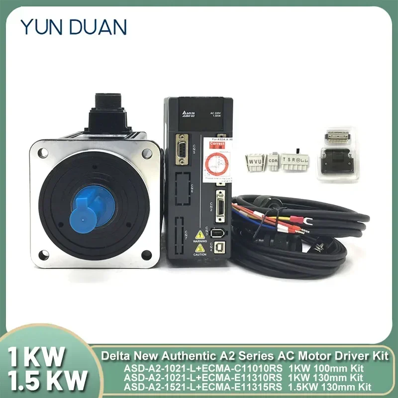 Delta A2 1KW/1.5KW AC Servo Motor Drive Kit 220V 100mm 130mm ASD-A2-1021-L/E/M+ECMA-C11010RS ASD-A2-1521-L+ECMA-E11315RS