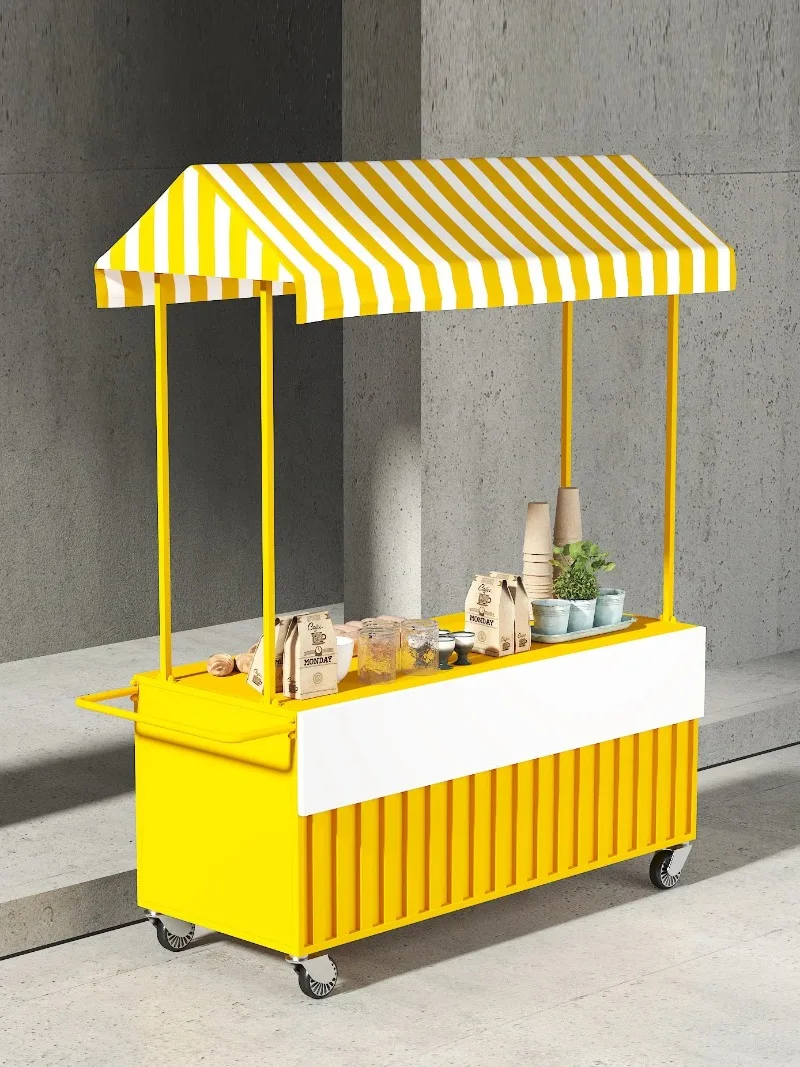 

Market wrought iron flower car stall trolley night market promotion special car outdoor mobile snack stall car display rack