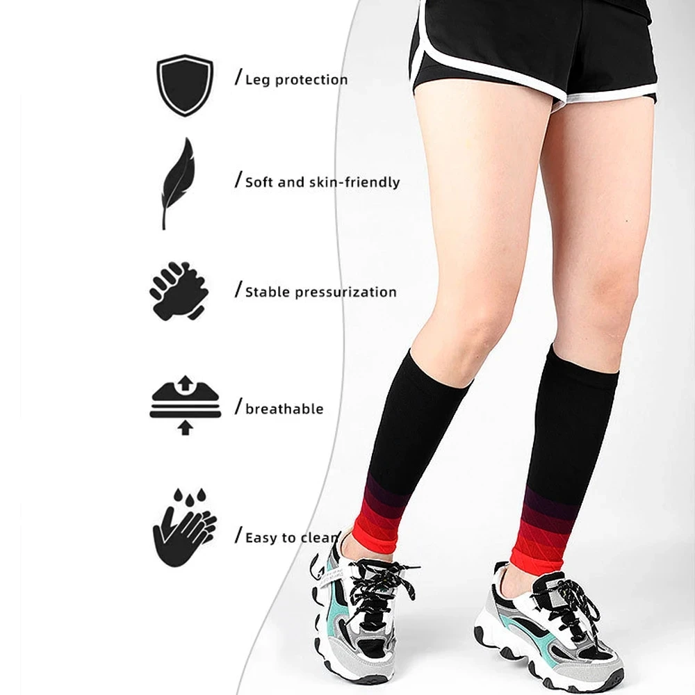 Calf Compression Sleeve Sports Socks Non-Slip Long Pressure Stockings for Men & Women Running Basketball Leg Compression Sleeve