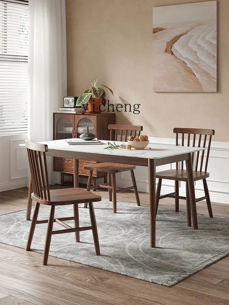 Zf Solid Wood Rock Plate Dining Table Modern Minimalist Nordic Home Small Apartment Dining Table