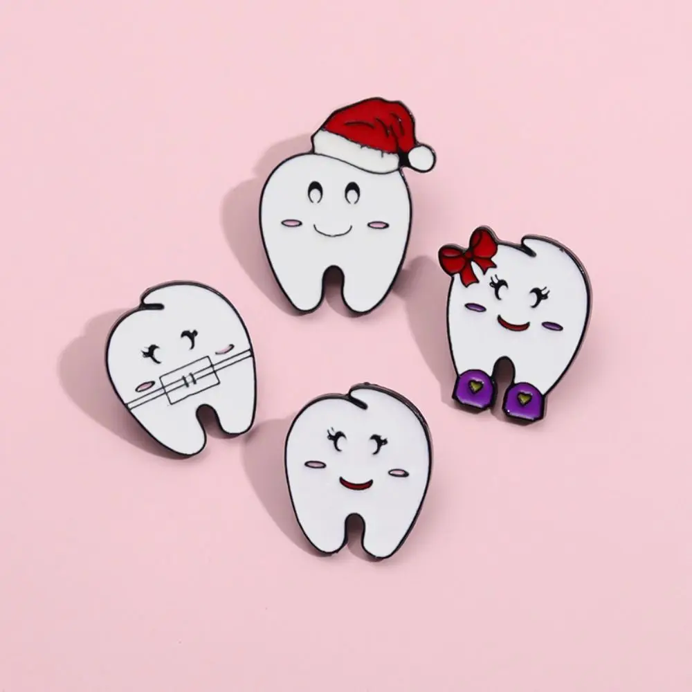 Dripping Oil Smiling Tooth Enamel Pins Cartoon Variety of Shapes Funny Teeth Dentist Brooches Alloy Health Care Jewelry