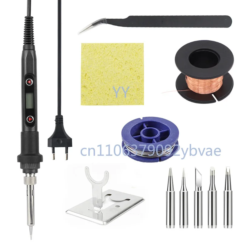 

11-Piece Digital Display Temperature Adjustable Electric Soldering Iron 60W Internal Heating Welding Repair Tool Set