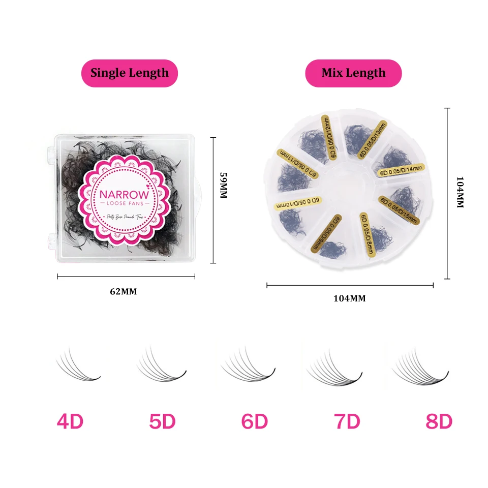 AGUUD 500 Fächer/Fächer, superschmal, lose Fächer, spitze Basis, Volumenwimpern, 4D, 5D, 6D, 7D, 8D, lose vorgefertigte dünne Wimpernverlängerungsfächer – Detail 13