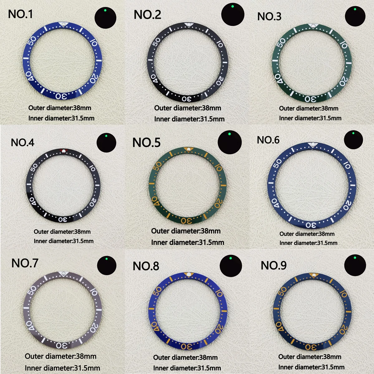 Flat Ceramic Bezel Insert 38mm*31.5mm Modify for Watch SKX007 SKX009 Replacement Watch Parts Luminous Ring Stickers ALL