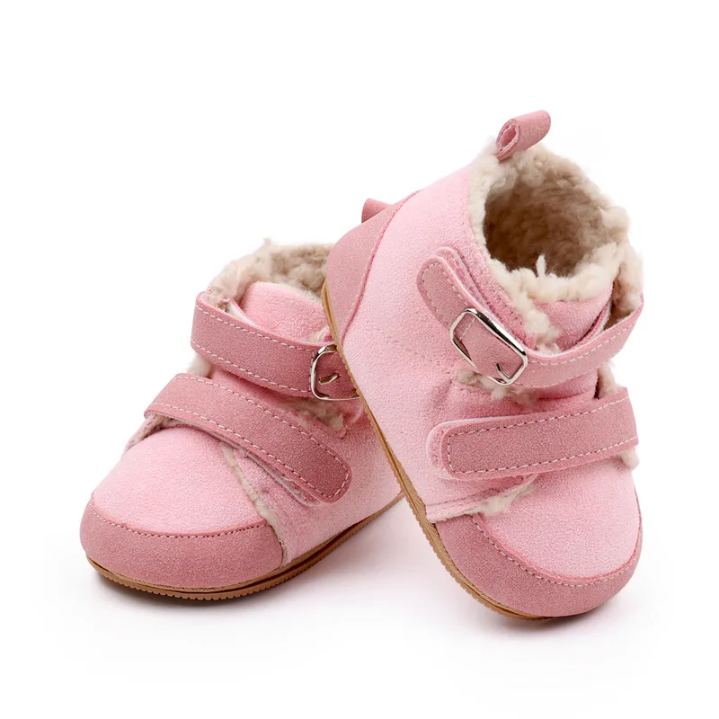 Winter Baby Shoes Girls Boys Suede Plush Cotton Boots Snow Non-Slip Infant Kids Warm Walking