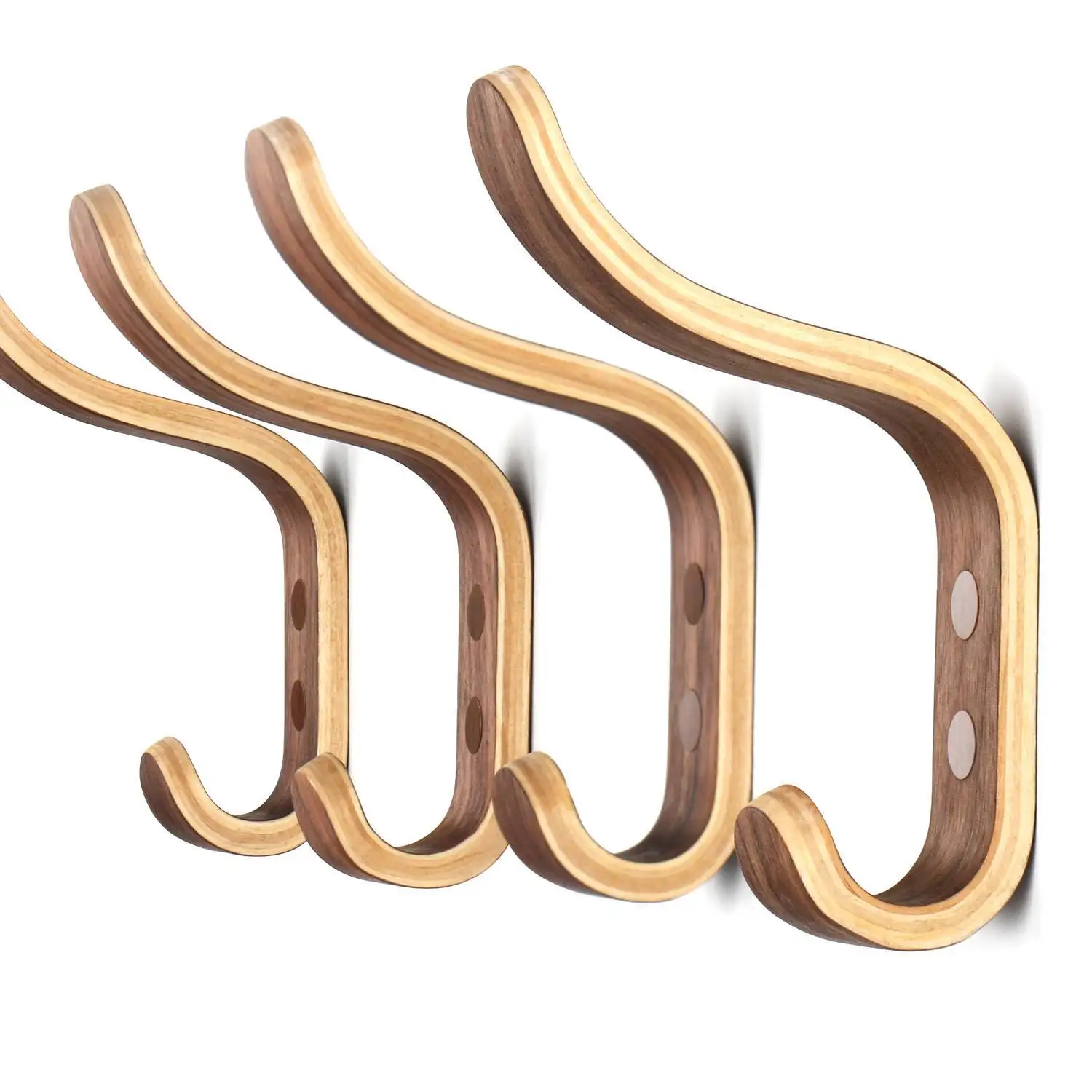 

Black Walnut Button Hooks Creative Coat Entrance Wall Hanging Solid Wood Decorative No Punch Button Hanging 5pcs