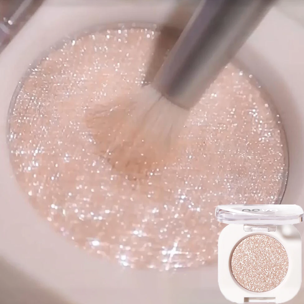 Paleta de sombra de ojos con purpurina monocromática, color champán, diamante, resistente al agua, mate, brillo nacarado, maquillaje de ojos brillante, cosmético