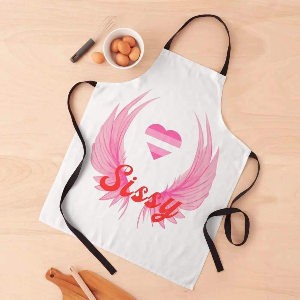 

Sissy Angel Wings Transgender Heart Flag Apron For Kitchen Women For Hairdresser Apron