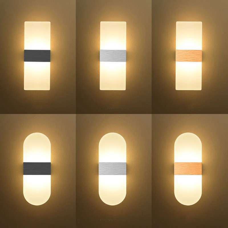 

Светодиодный акриловый настенный светильник, простой ночник для спальни, прикроватной тумбочки, гостиной, балкона, прохода, коридора, настенного бра, светильники