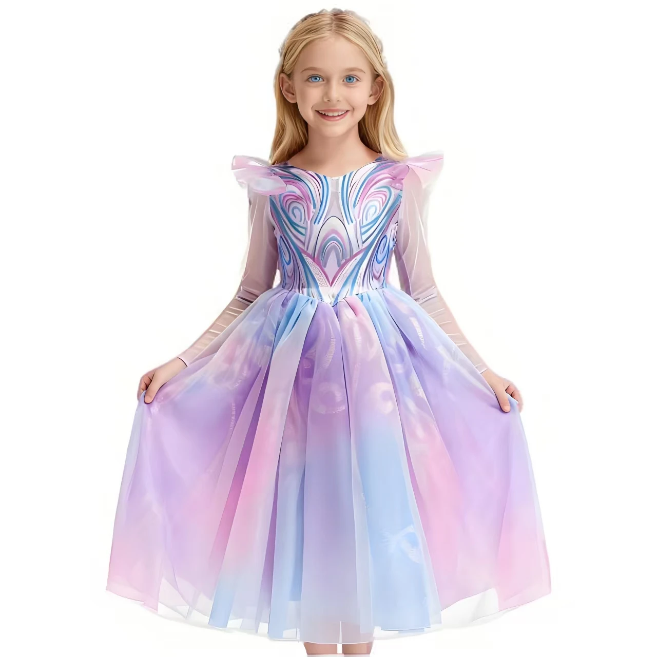 2026 Disney Wicked For Good‌ Girls Cosplay Purple Witch Glinda Princess Cute Dress + Accessories Birthday Party Performance Set image 2