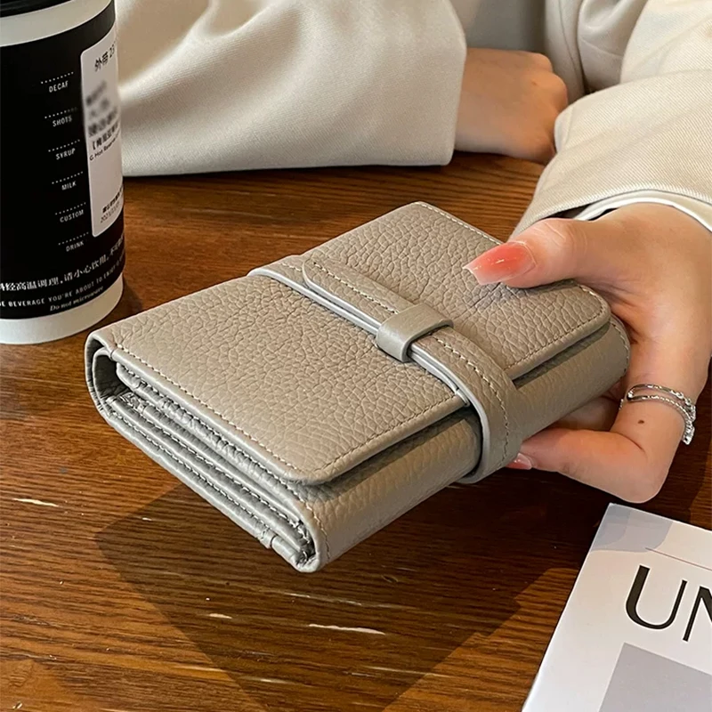 Engrave Initials Woman Casual Card Wallet Genuine Leather Zip Customized Short Folding Wallet Female Luxury Fashion Coin Purse view 6