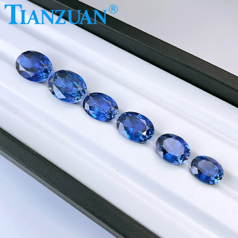 Lab Grown Sapphire Cornflower Blue Sapphire Oval Shape Natural cut Synthetic Stone with inculsion loose stone for jewelry making