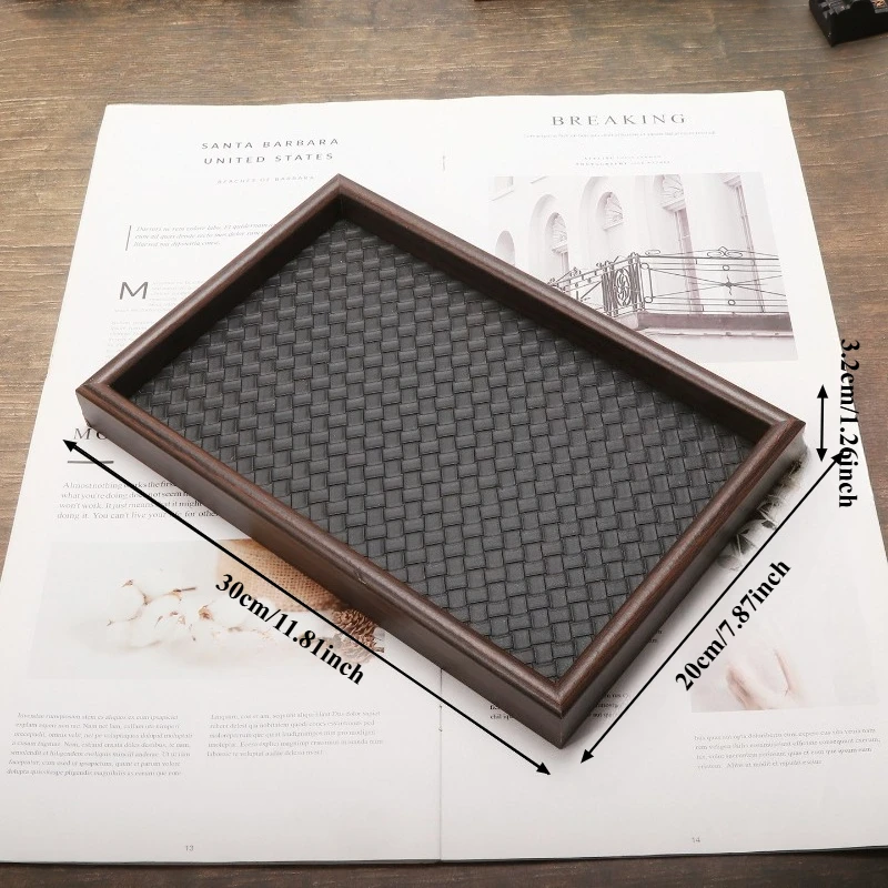 Woven Faux Leather Storage Tray 3