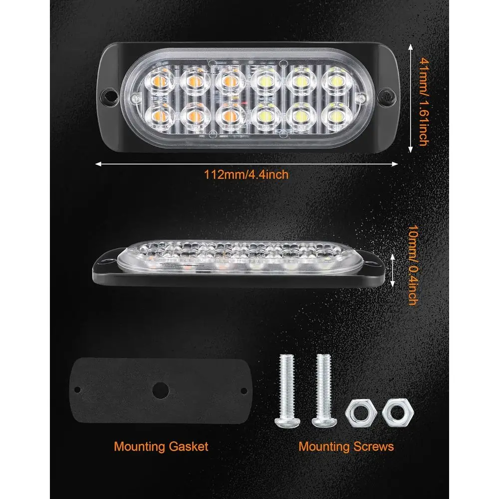 12–24 V LED-Blitzlichter für Abschleppwagen und Baufahrzeuge – bernsteinfarbene und weiße Sicherheitswarnleuchten
