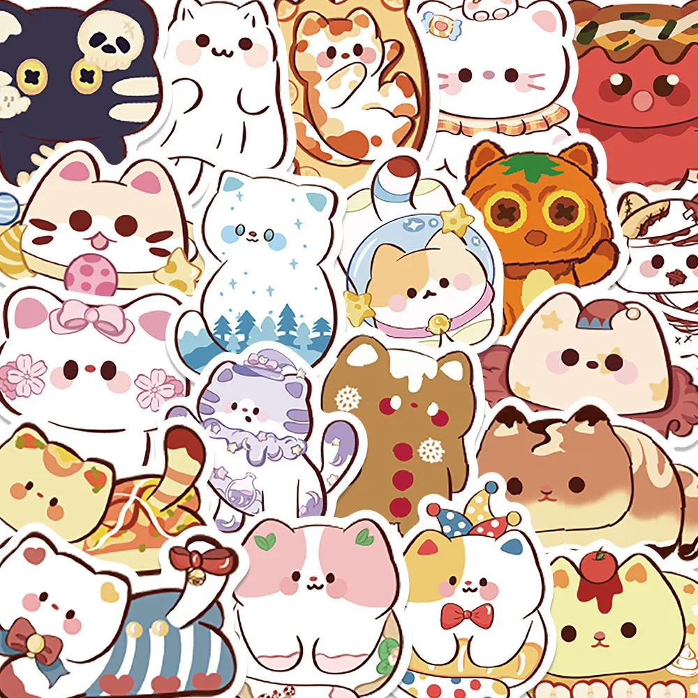 50pcs Dazzling Eyes Cat Sticker Cartoon Cute Decal For Fridge Closet Wallet Backpack Guitar Skateboard Laptop Decoration Sticker