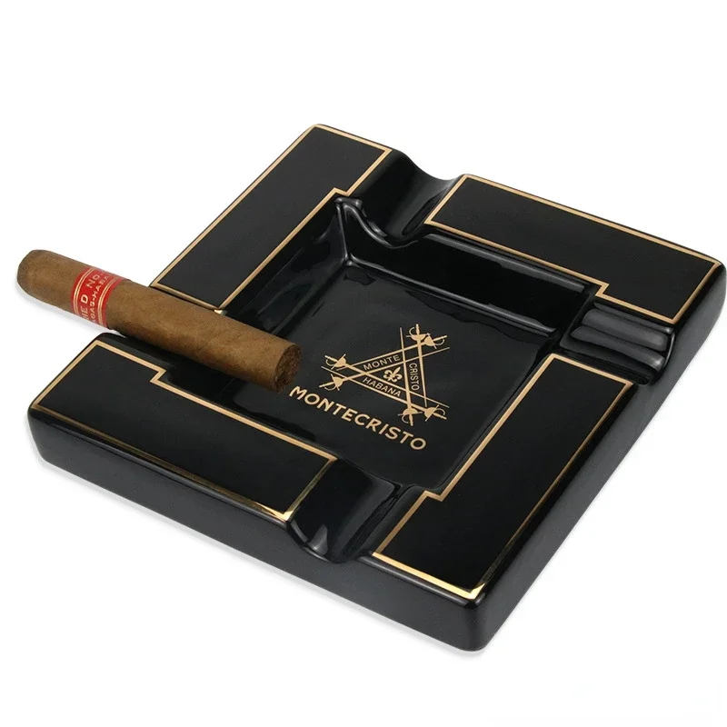 Cohiba Cigar Ashtray Large Ceramic 4 Slot Tray Creative Luxury Cigar Ashtray Desk Office Ashtray Cigar Accessories