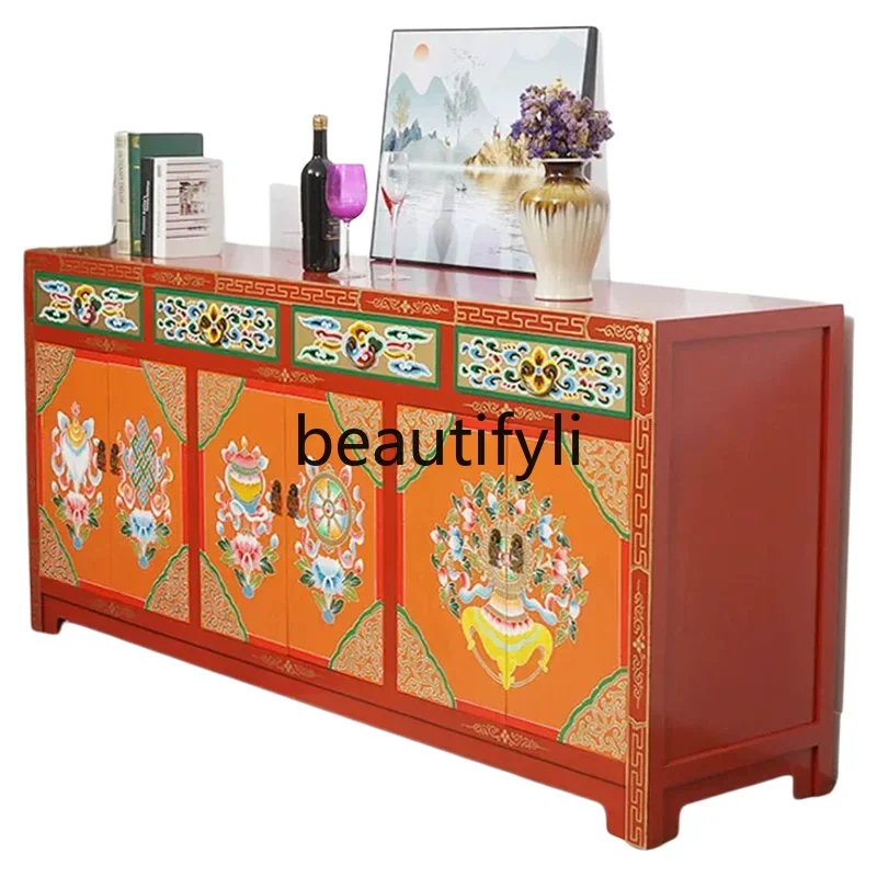 D2520 Chinese solid wood simple dining cabinet dining side tea storage wine cabinet kitchen cupboard