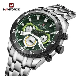 NAVIFORCE Brand Luxury Men Watch Sport Waterproof Quartz Calendar Wristwatch Stainless Steel Strap Lumoinous Clock Reloj Hombre