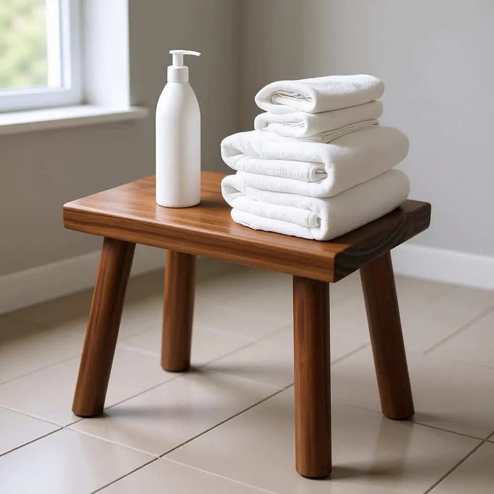 

12 Multi-Purpose Wooden Shower Bench, Stool for Bathing, Shaving, Plant Stand, Adult Step Stool