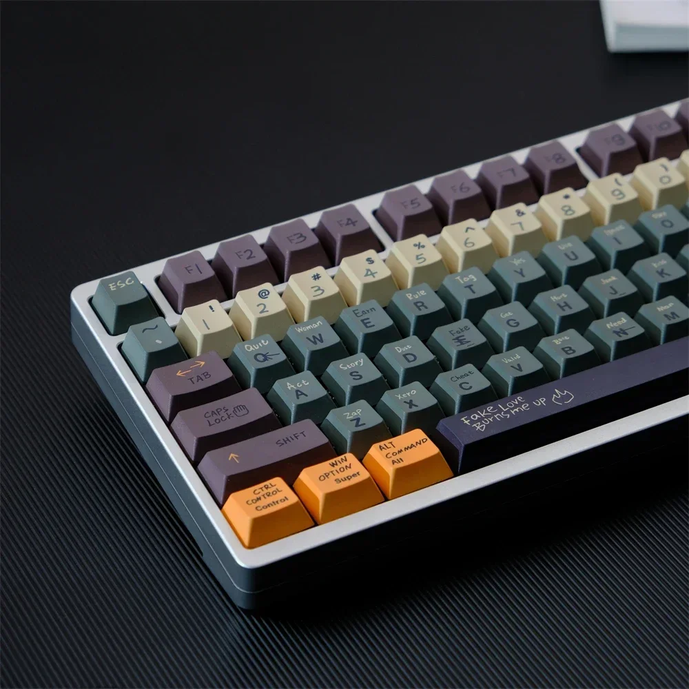 Dasar cinta Cherry Keycaps PBT bahan 151 lima sisi sublimasi KeyCaps 7u ISO tata letak untuk MX switch Keyboard mekanik