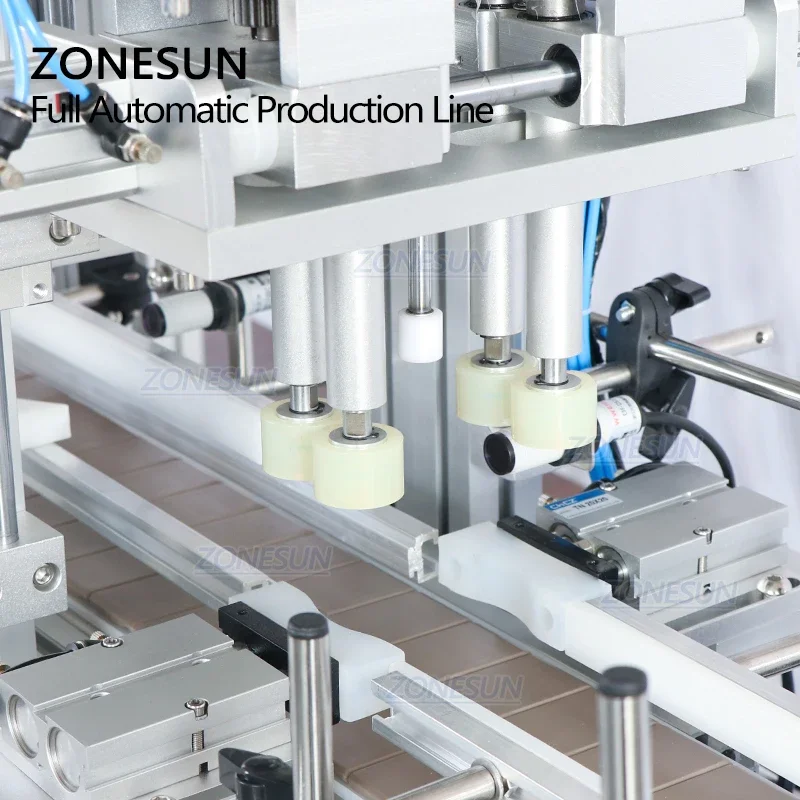 ZONESUN Automatic Drink Essential Oil Round Vial Liquid Filling Capping And Labeling Machine Line With Vibratory Bowl