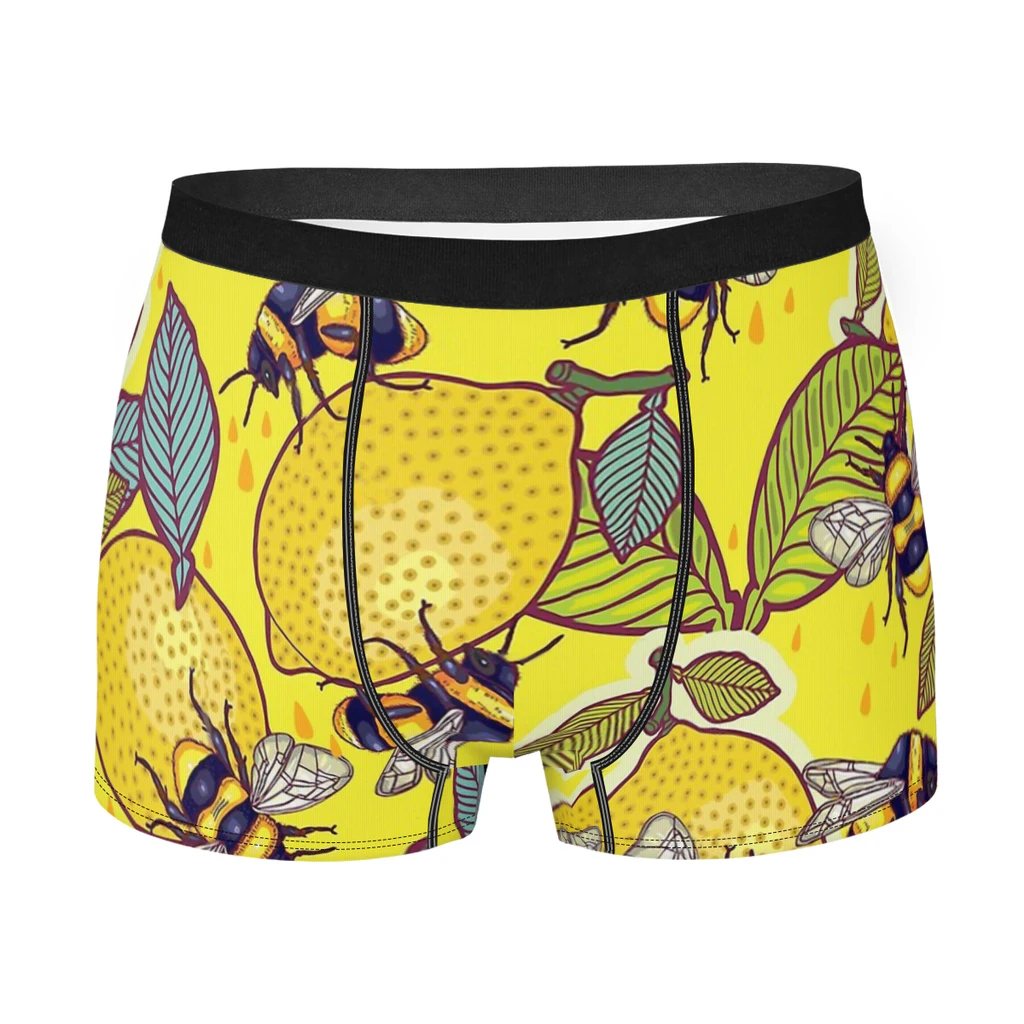 Lemon Bee Cute Animal Industrious Flying Animals Underpants Breathbale Panties Men's Underwear Comfortable Shorts Boxer Briefs