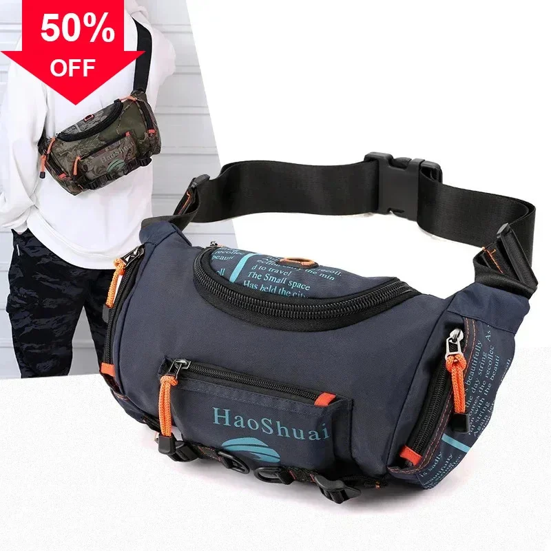 Waterproof Nylon Men Waist Pack Bum Sling Chest Bag Multi-purpose Travel Male Shoulder Messenger Hip Belt Fanny Bags