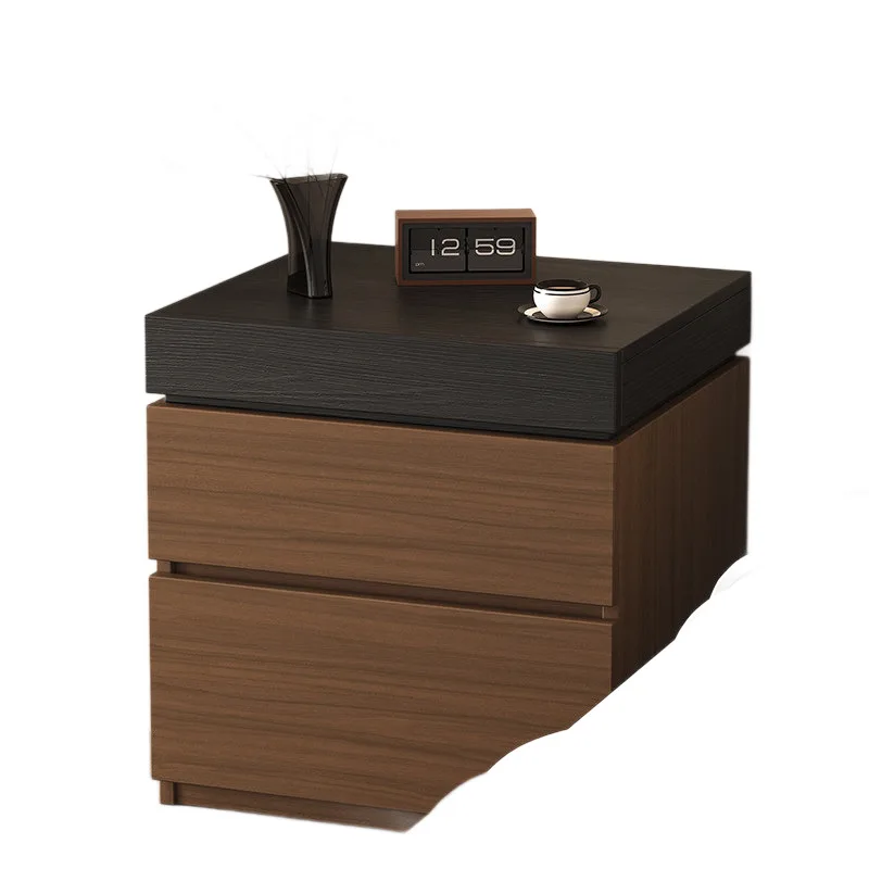 New Italian minimalist light luxury bedside table bedroom modern simple storage cabinet high-end solid wood wind drawer