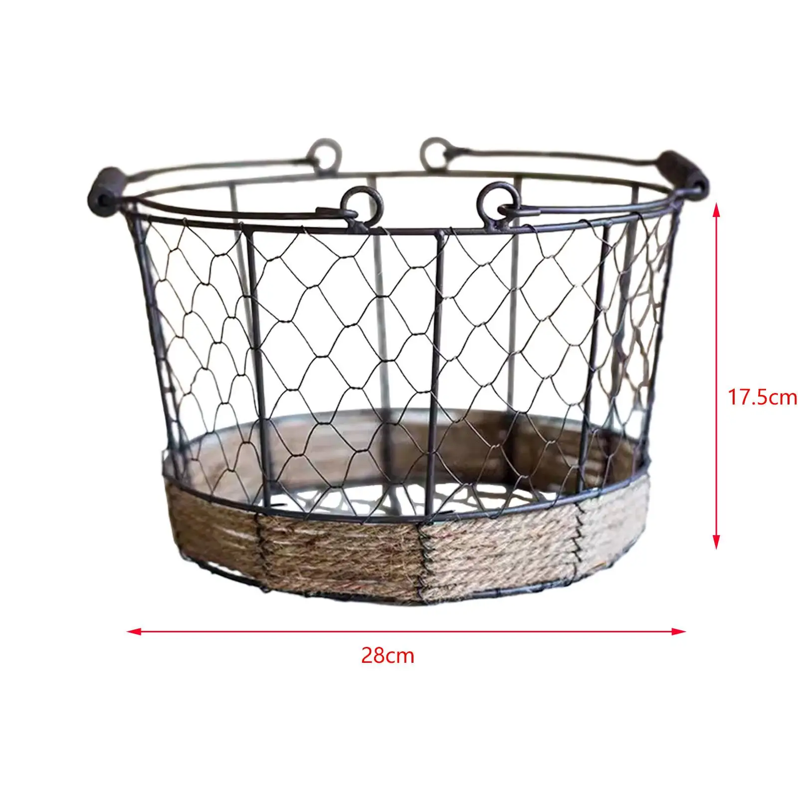 Eggs Wire Storage Basket Fruit Stand Metal Iron Wire Woven Basket with Handle for Dining Table Farmhouse Kitchen Bathroom Fruits