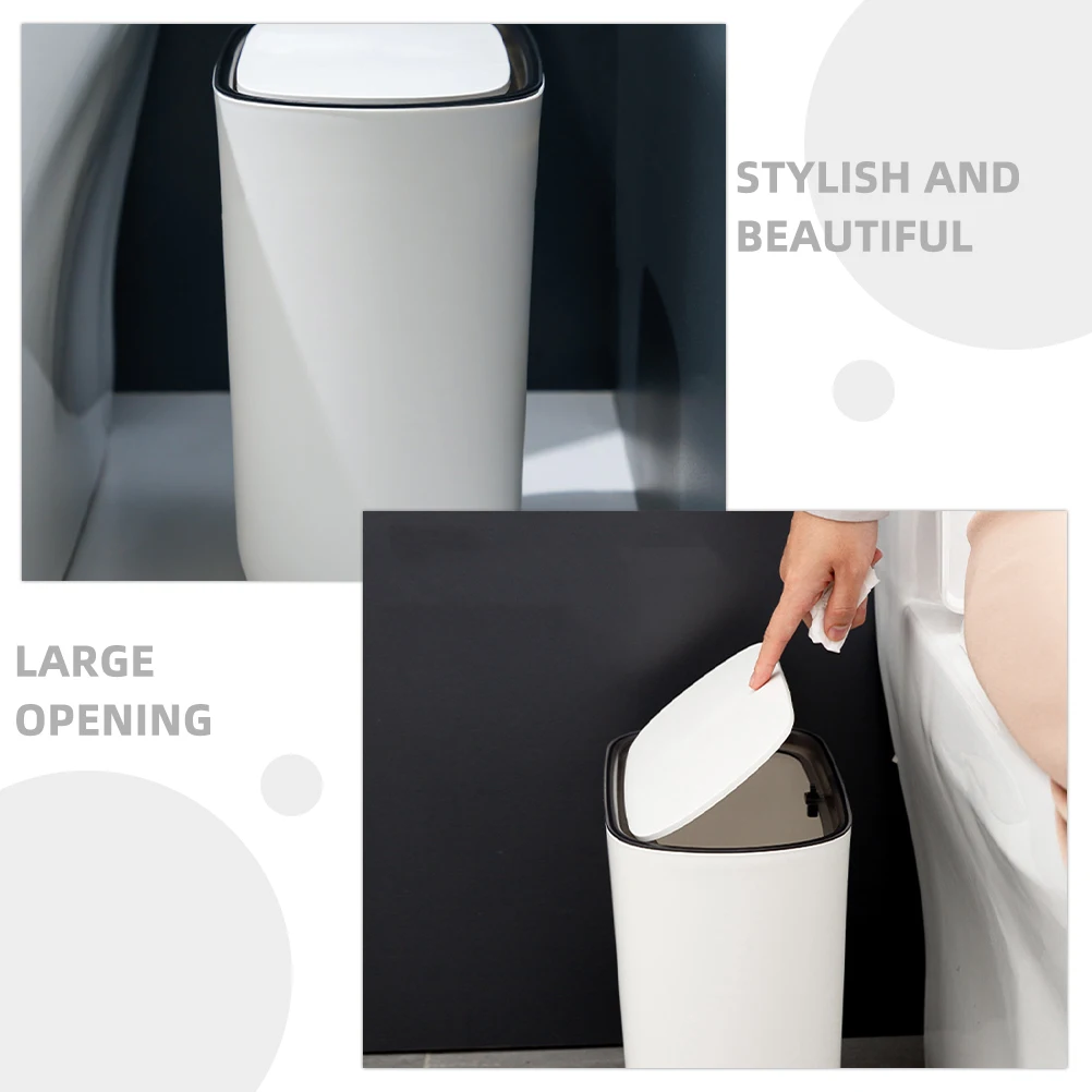 

Press Lid Trash Can Bathroom Kitchen Garbage Bin Thickened Large Opening Plastic Waste Basket For Bedroom Office Household