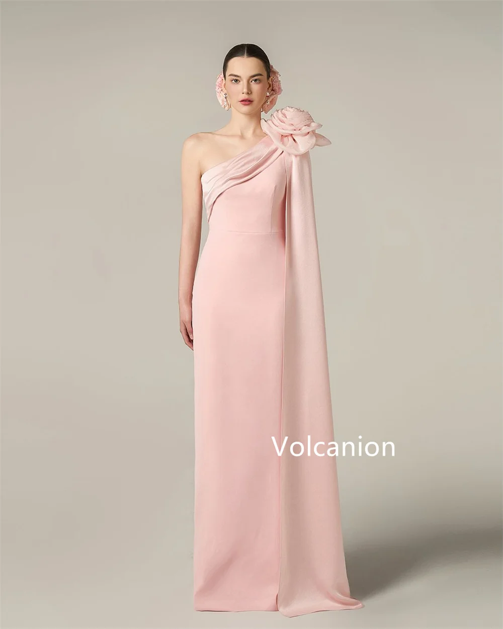 Jersey Kustom Gaun Panjang Satu Bahu Lurus Bunga Buatan Tangan Acara Dipesan Lebih Dahulu Indah Sederhana Kualitas Tinggi